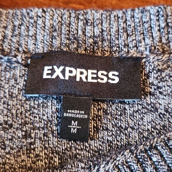 Express Crew Neck Bodycon Lightweight Multi Knit Sweater, Medium, Black & Grey - Picture 5 of 6